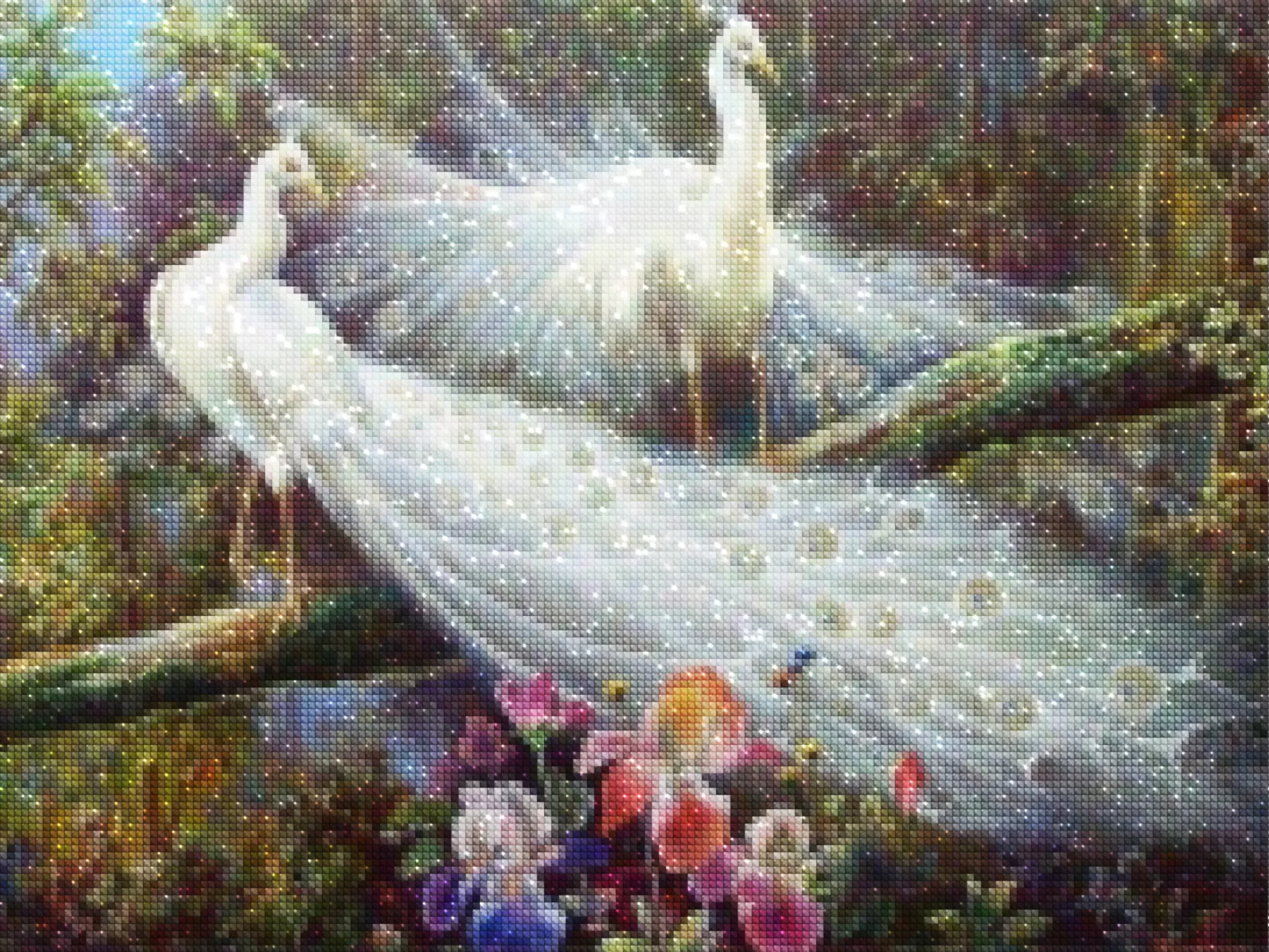 diamonds-wizard-diamond-painting-kits-Animals-Peacock-White Peacocks in the Forest-diamonds.webp