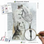 Diamonds-Wizard-Diamond-Painting-Kits-Tiere-Wolf-schönes-Pferd-und-Welpe-im-Schnee-Canva-Webp
