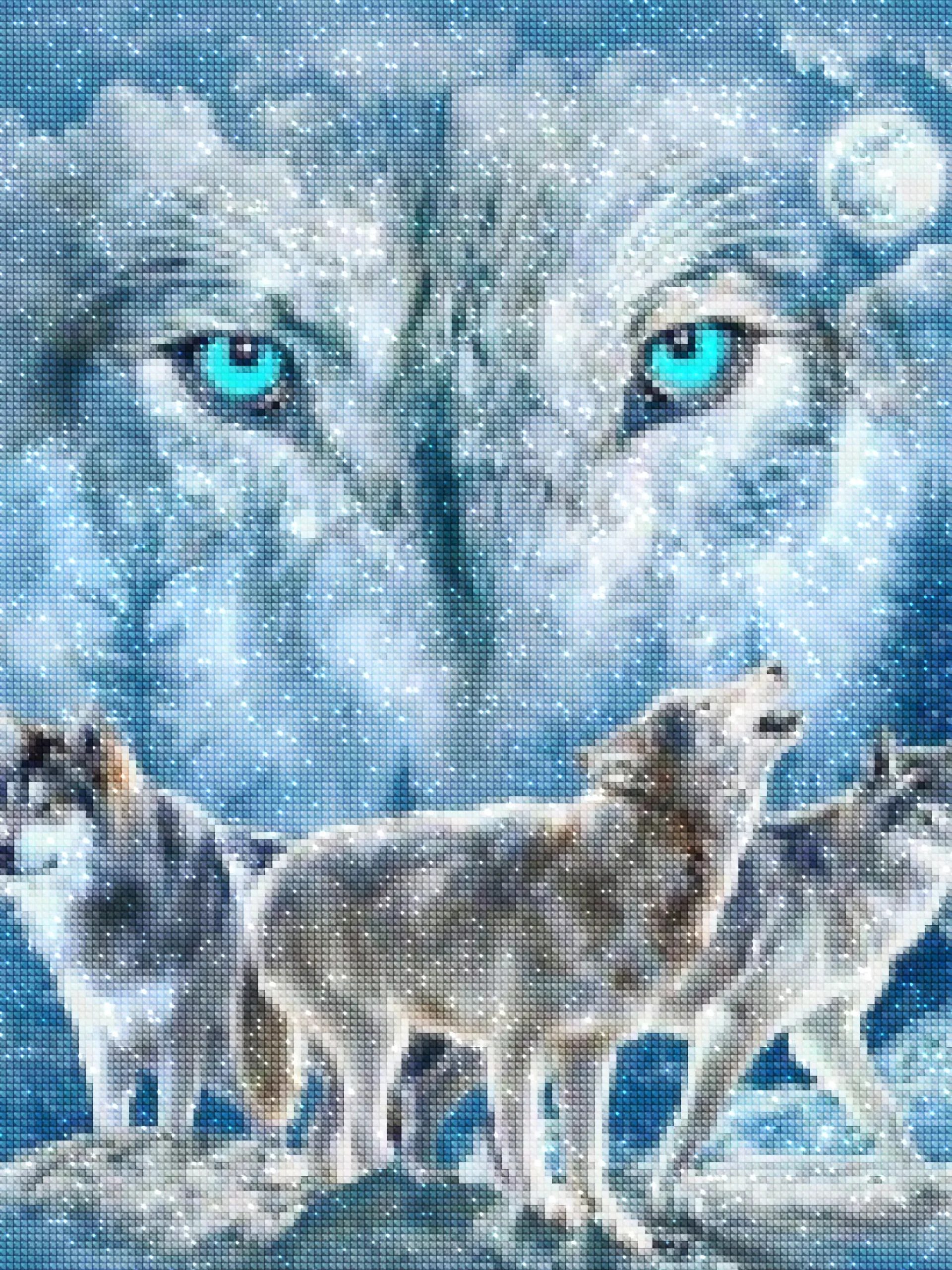 diamanten-wizard-diamond-painting-kits-Animals-Wolf-Howling White Wolf Pack-diamonds.webp