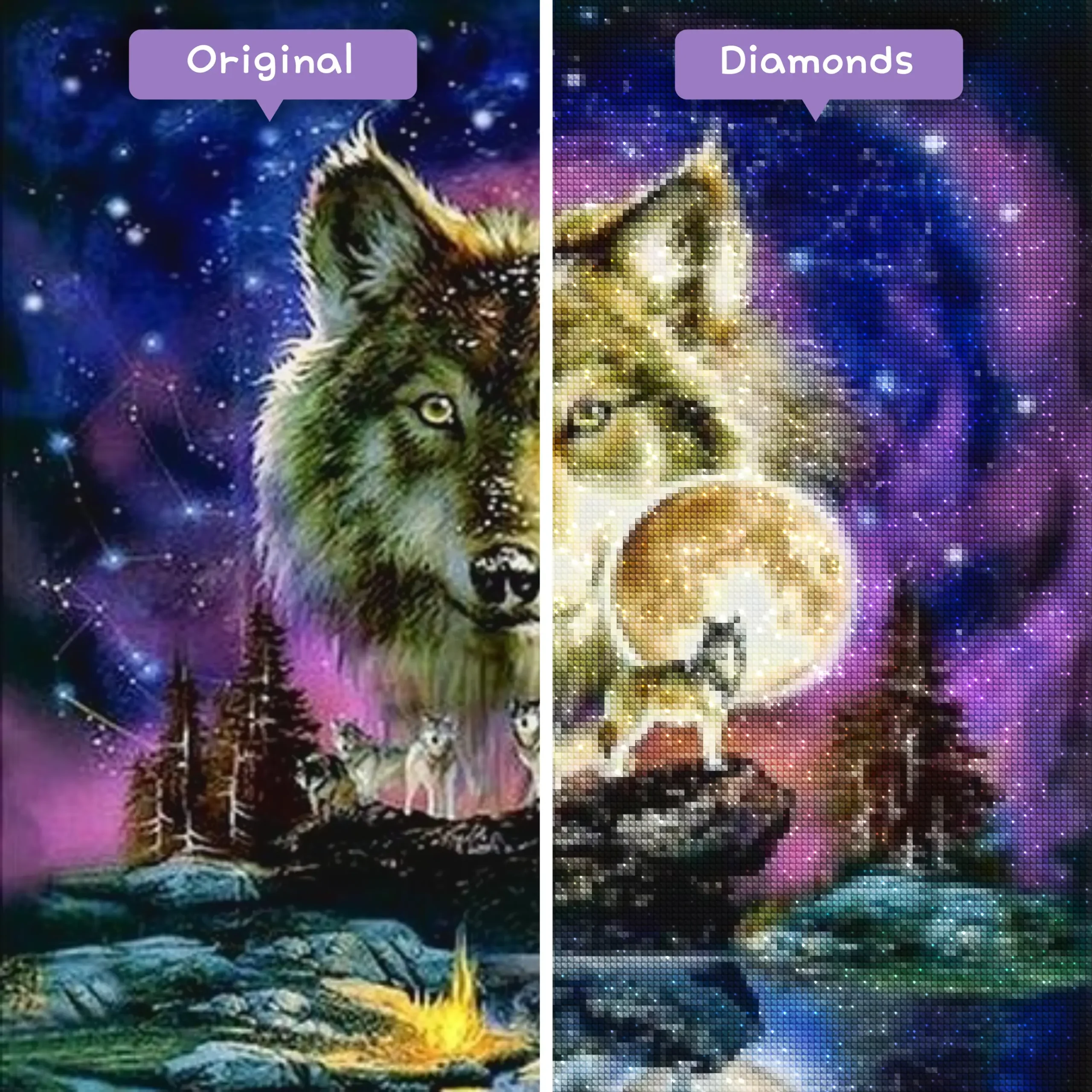 Diamond Painting Howling Wolf Under The Moonlight – Diamonds