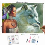 Peinture au diamant Reine loup amérindienne