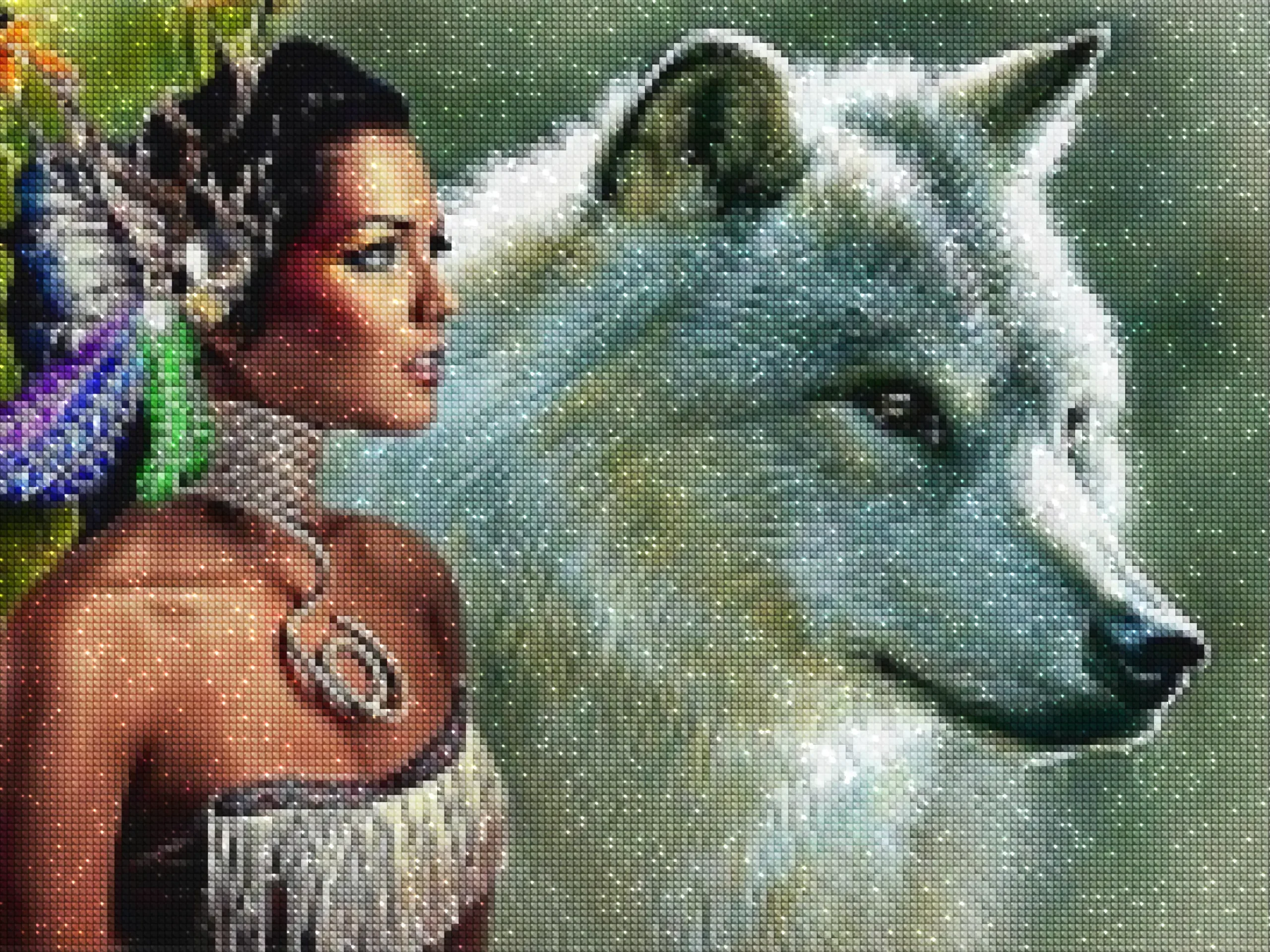 DCIDBEI Diamond Painting 4 Pezzi 40x40 Cm – Kit Lupo, Leone, Tigre 5D Fai Da Te, Mosaico Con Strass, Arte Da Parete