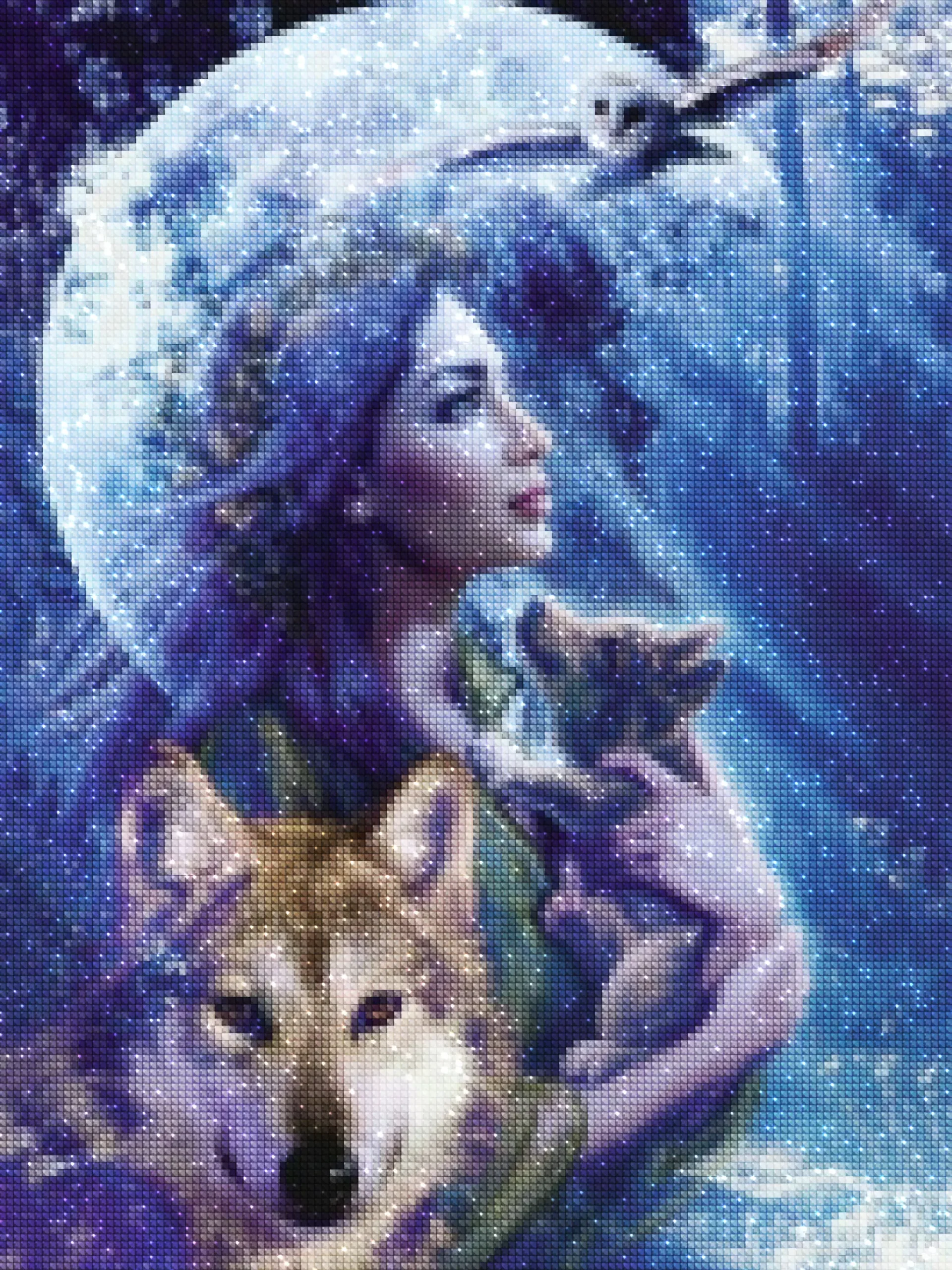 diamanter-trollkarl-diamant-målningssatser-Djur-Wolf-The Lady of the Moon-diamonds.webp