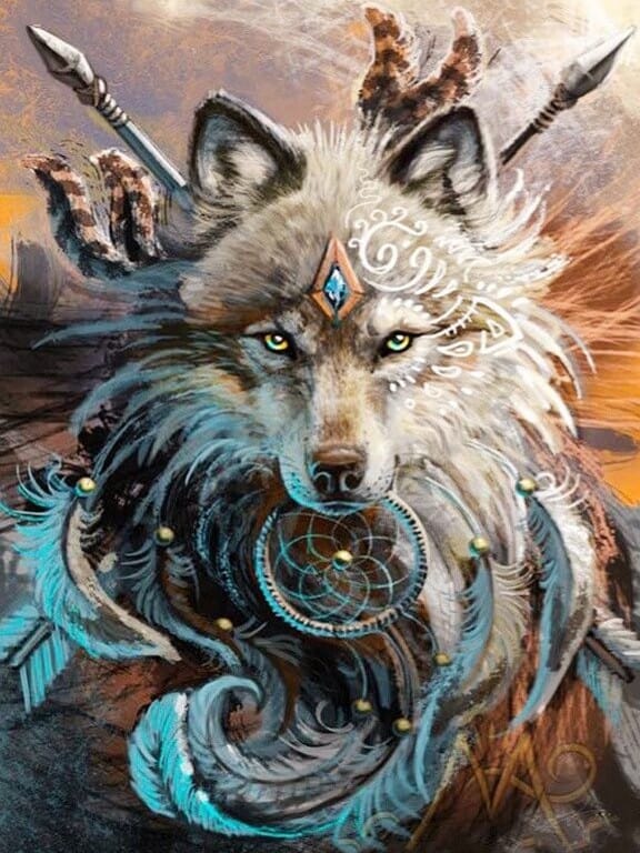 diamonds-wizard-diamond-painting-kits-Animals-Wolf-White Wolf Dreamcatcher-original.jpeg