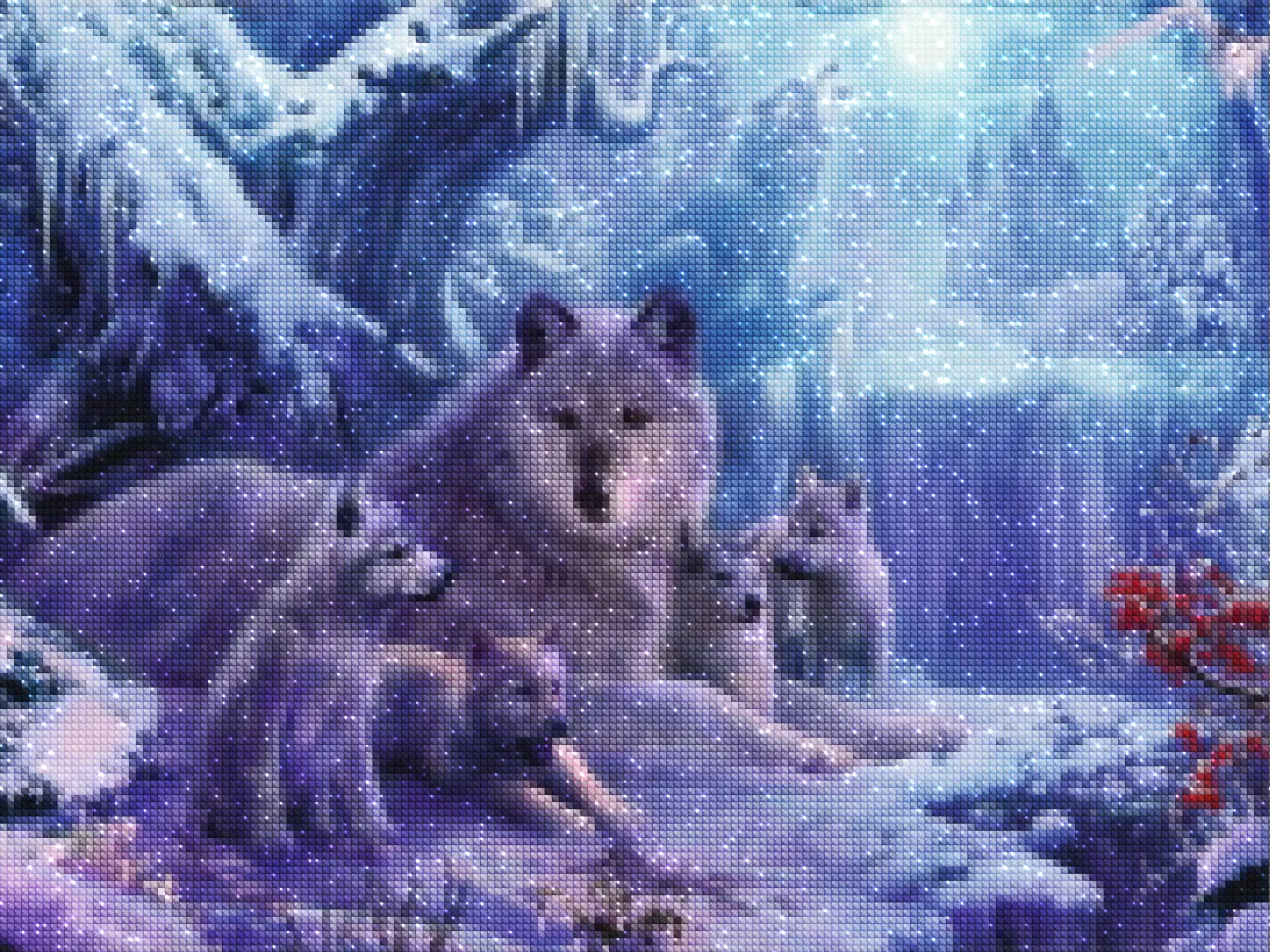 diamanten-wizard-diamond-painting-kits-Animals-Wolf-Wolf Pack in the Snow-diamonds.webp