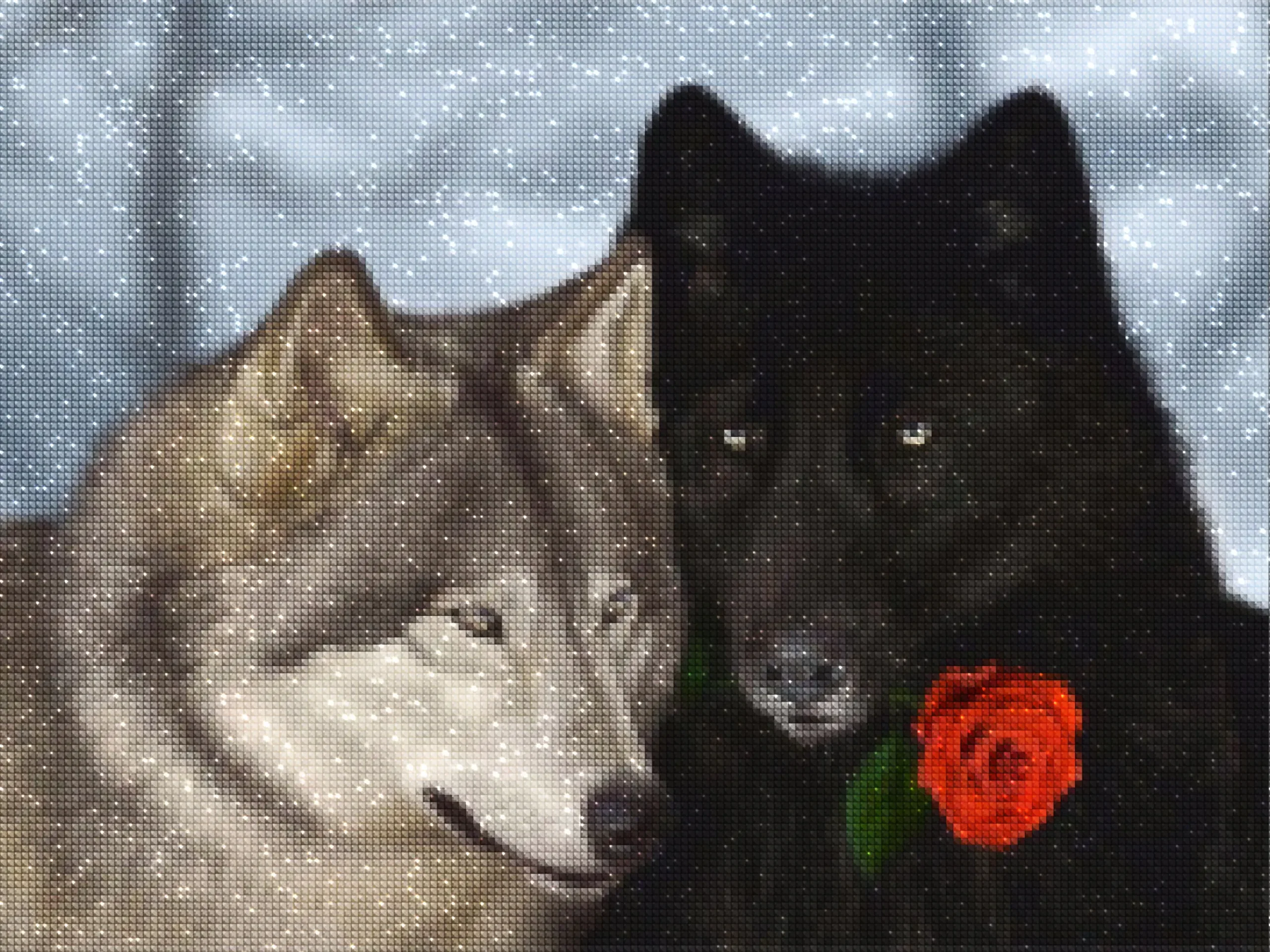 Diamonds-Wizard-Diamond-Painting-Kits-Animals-Wolf-Wolf and Red Rose-diamonds.webp