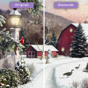 Diamonds-Wizard-Diamond-Painting-Kits-Events-Christmas-Red-Barn-in-the-Snow-Vorher-Nachher-Webp