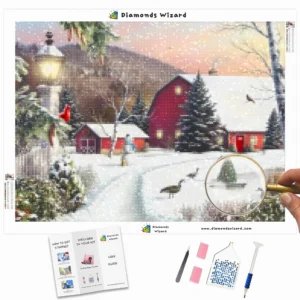 diamanten-wizard-diamant-schilderij-kits-evenementen-kerst-rood-schuur-in-de-sneeuw-canva-webp