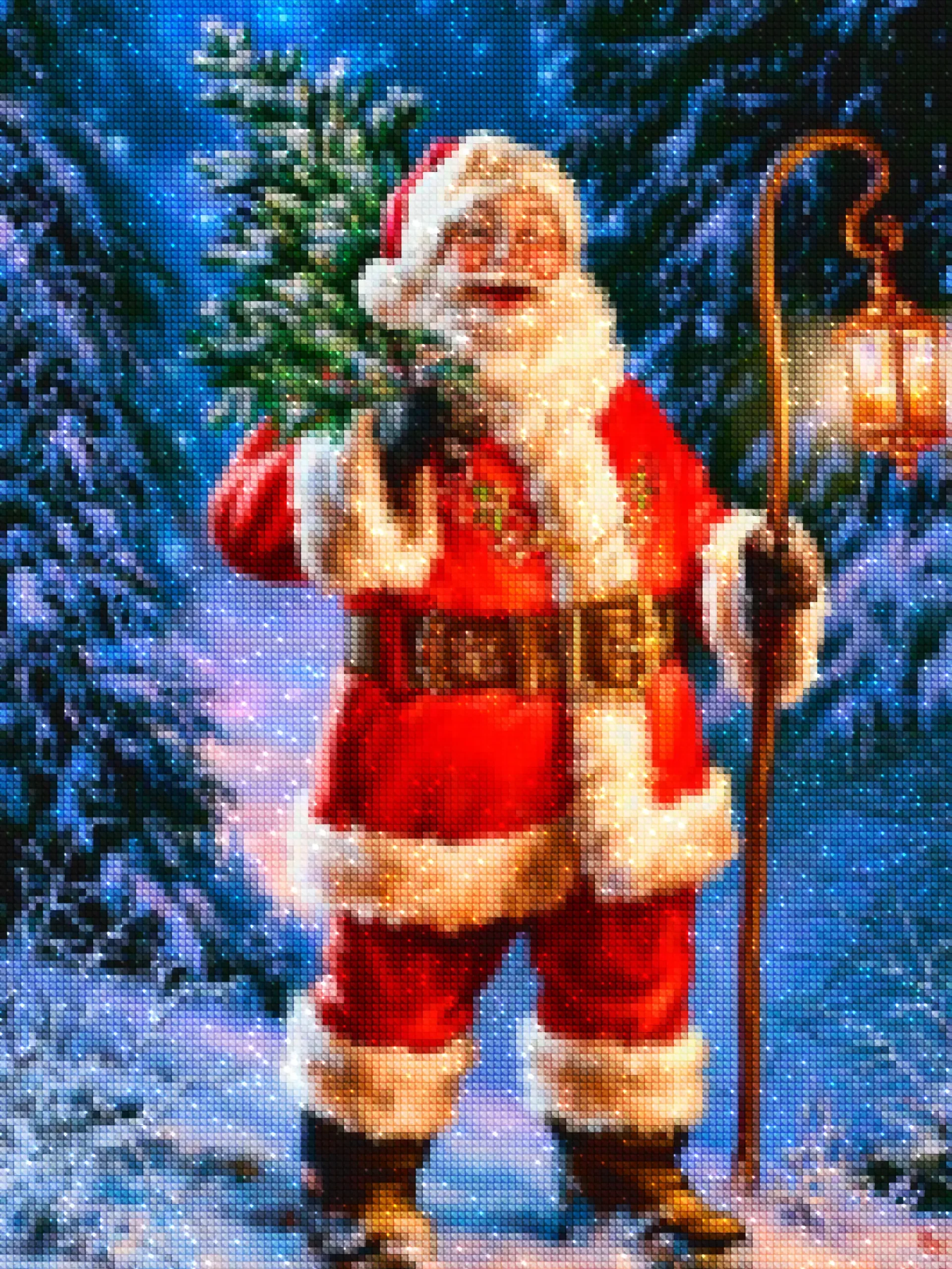 diamanten-wizard-diamond-painting-kits-Evenementen-Kerstmis-Santa Claus met een lantaarn-diamonds.webp