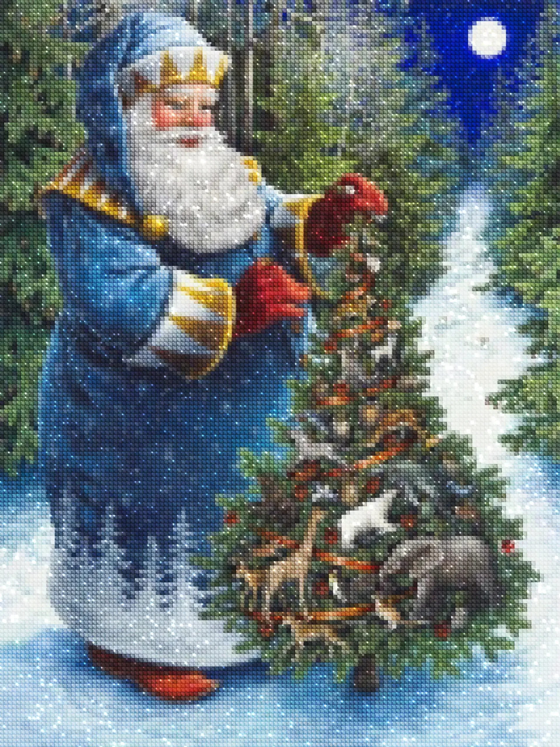diamonds-wizard-diamond-painting-kits-Événements-Noël-Père Noël avec arbre de Noël-diamonds.webp