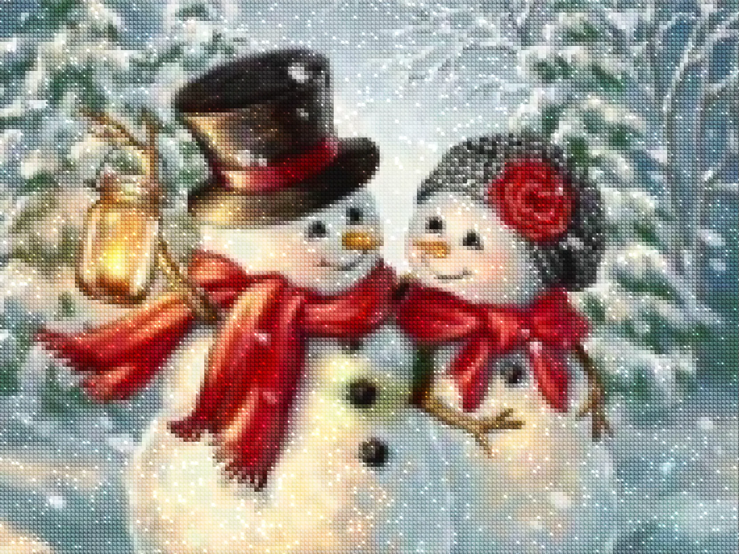 diamanten-wizard-diamond-painting-kits-Evenementen-Kerstmis-Sneeuwmannen Tangled Couple-diamonds.webp