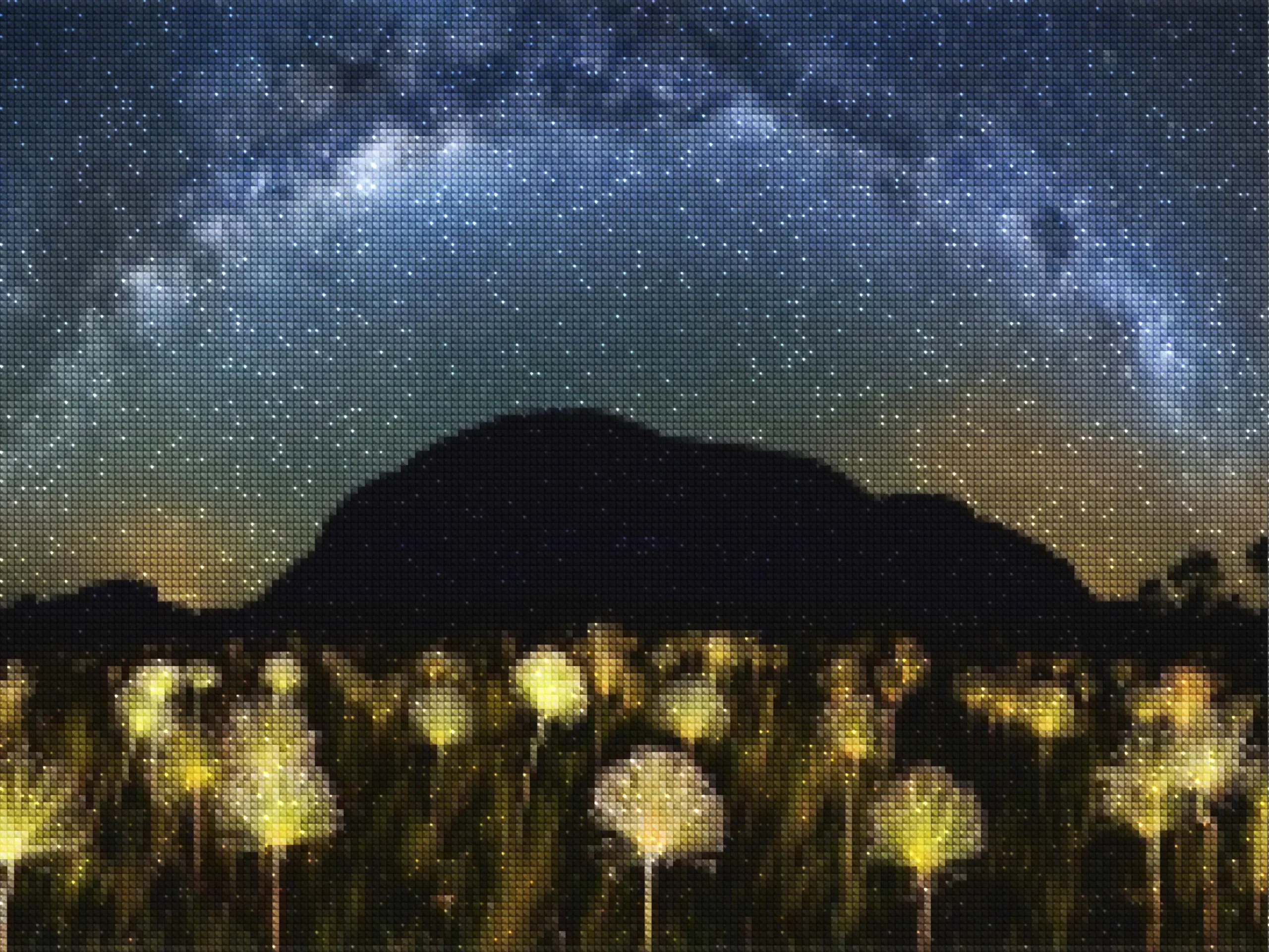 diamonds-wizard-diamond-painting-kits-Fantasy-Flower-Milky Way over a Field of Glowing Flowers-diamonds.webp