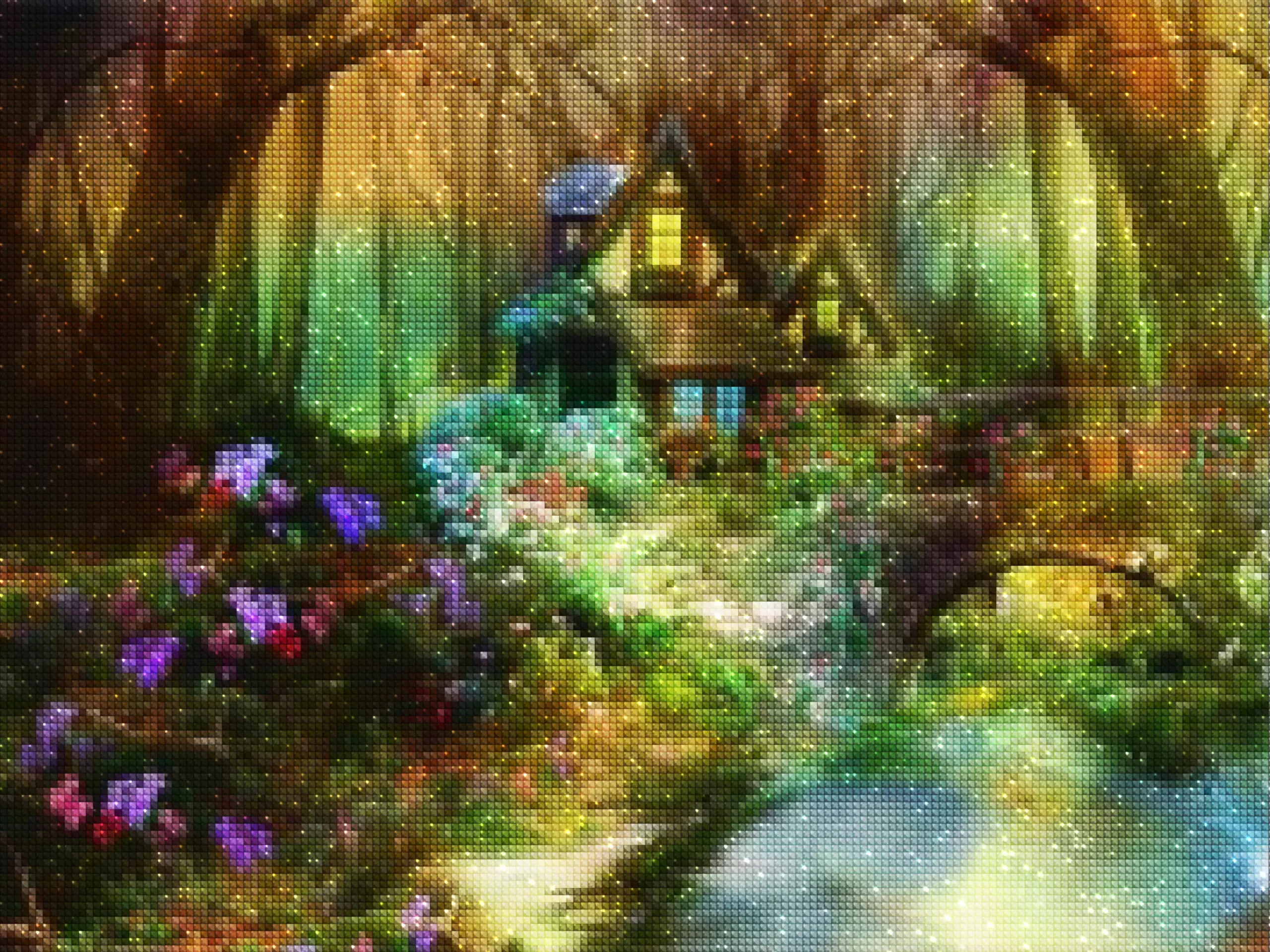 diamanter-trollkarl-diamant-målningssatser-Fantasy-Forest-Enchanted River Cabin-diamonds.webp