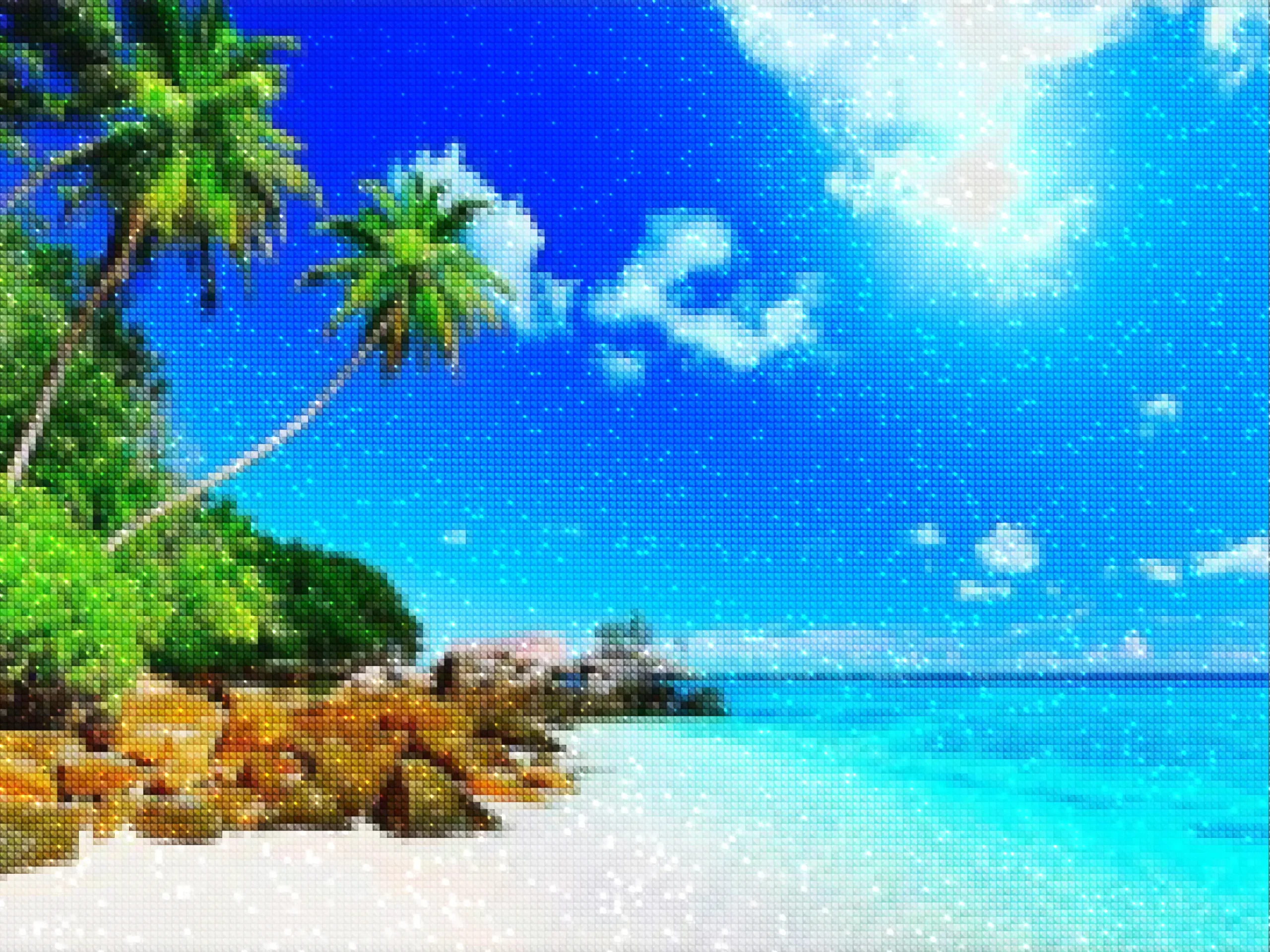 Diamonds-Wizard-Diamond-Painting-Kits-Landscape-Beach-Tropical Beach Paradise-diamonds.webp