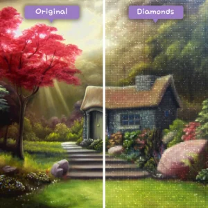 diamanter-troldmand-diamant-maleri-sæt-landskabs-skov-fortryllet-skov-sommerhus-før-efter-webp