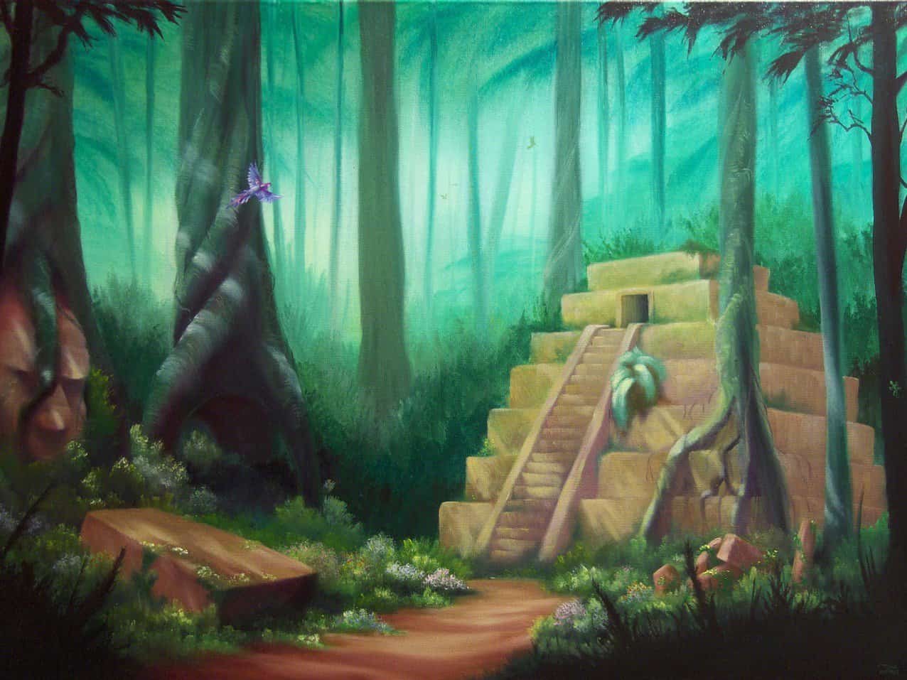 diamanter-trollkarl-diamant-målningssatser-Landskap-djungeln-Maya Jungle Ruins-original.jpeg