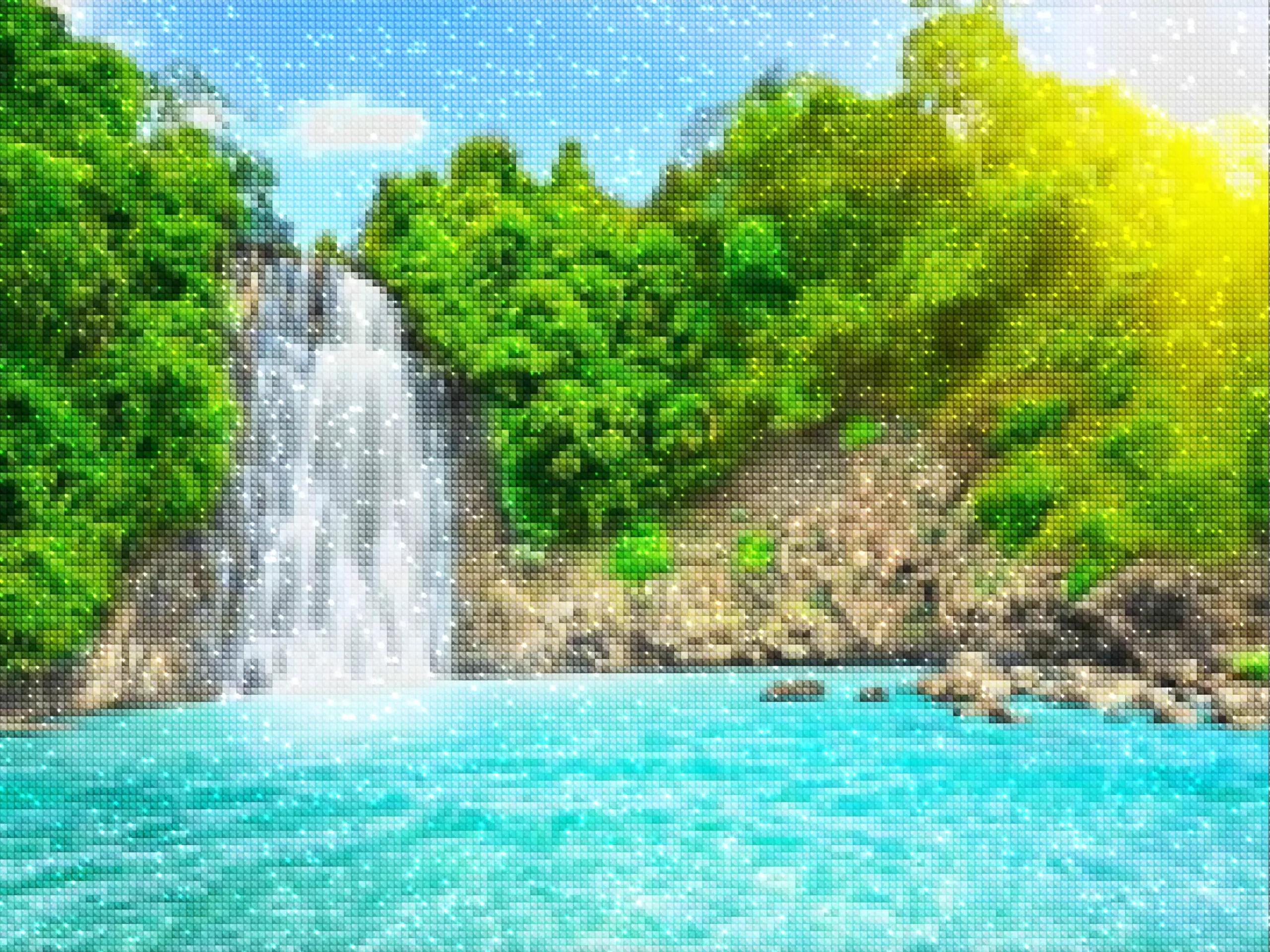 Diamonds-Wizard-Diamond-Painting-Kits-Landscape-Waterfall-Tropical Island Waterfall-diamonds.webp