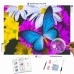 Diamonds-Wizard-Diamond-Painting-Kits-Nature-Butterfly-Blue-Butterfly-on-Daisies-Canva-Webp