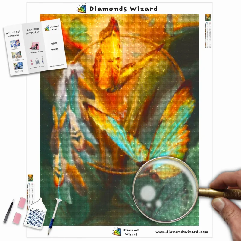 Diamanttrollkarldiamantmålningssatsernaturfjärilfjärilaridrömfångarencanvawebp2