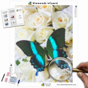 Diamonds-Wizard-Diamond-Painting-Kits-Nature-Butterfly-Butterfly-on-a-Bouquet-of-White-Roses-Canva-Webp