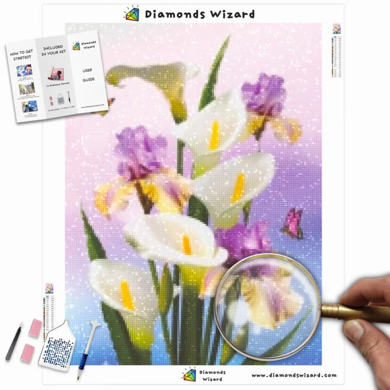Diamond Wizard Diamond Painting Kits Natur Schmetterling Lilien Blumen Sand Schmetterlinge Canva Webp