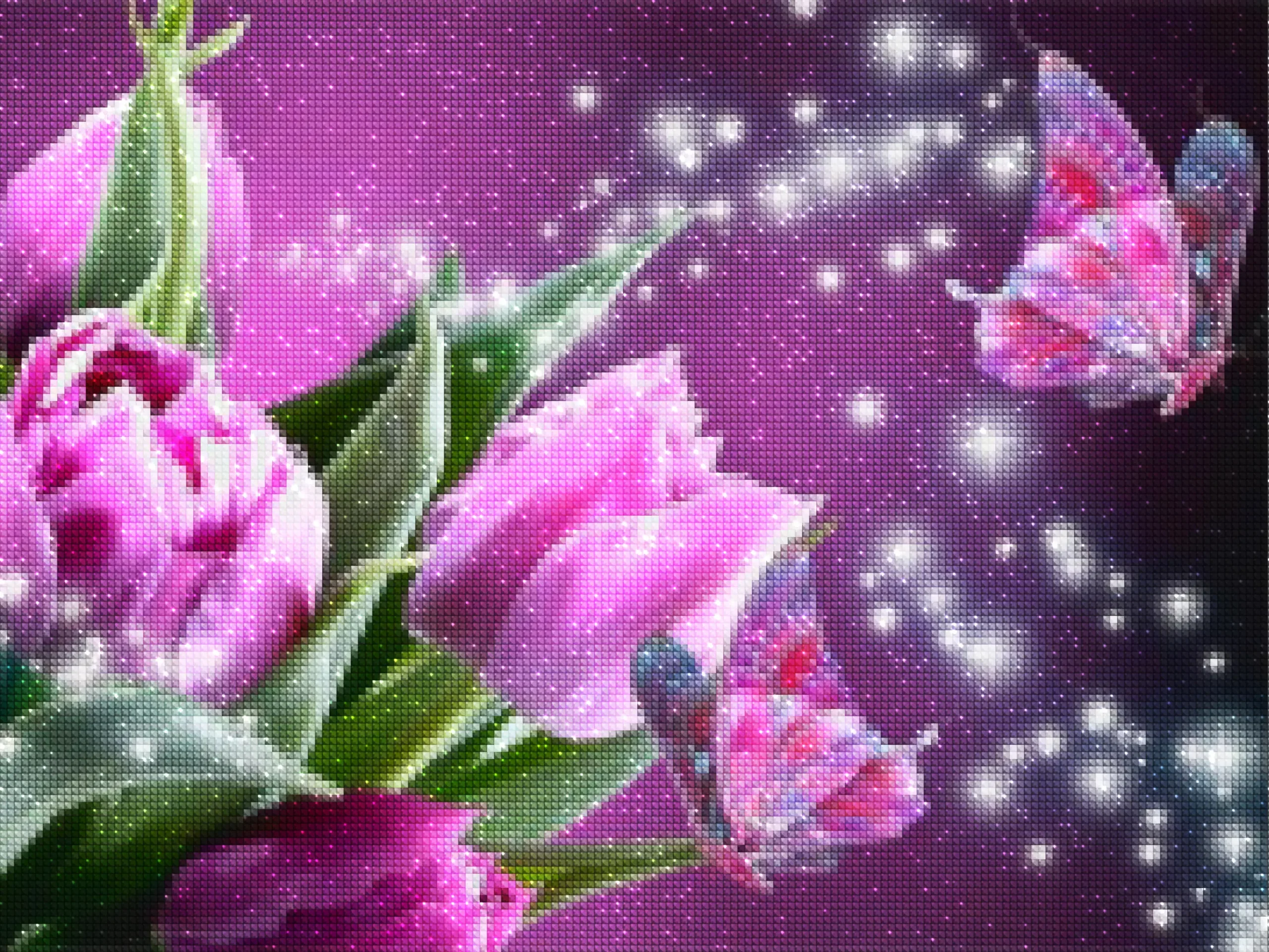 Diamonds-Wizard-Diamond-Painting-Kits-Nature-Butterfly-Pink Butterflies and Tulips-diamonds.webp