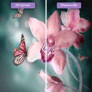 Diamonds-Wizard-Diamant-Malerei-Sets-Natur-Schmetterling-Rosa-Orchidee-und-Schmetterlinge-vorher-nachher-webp