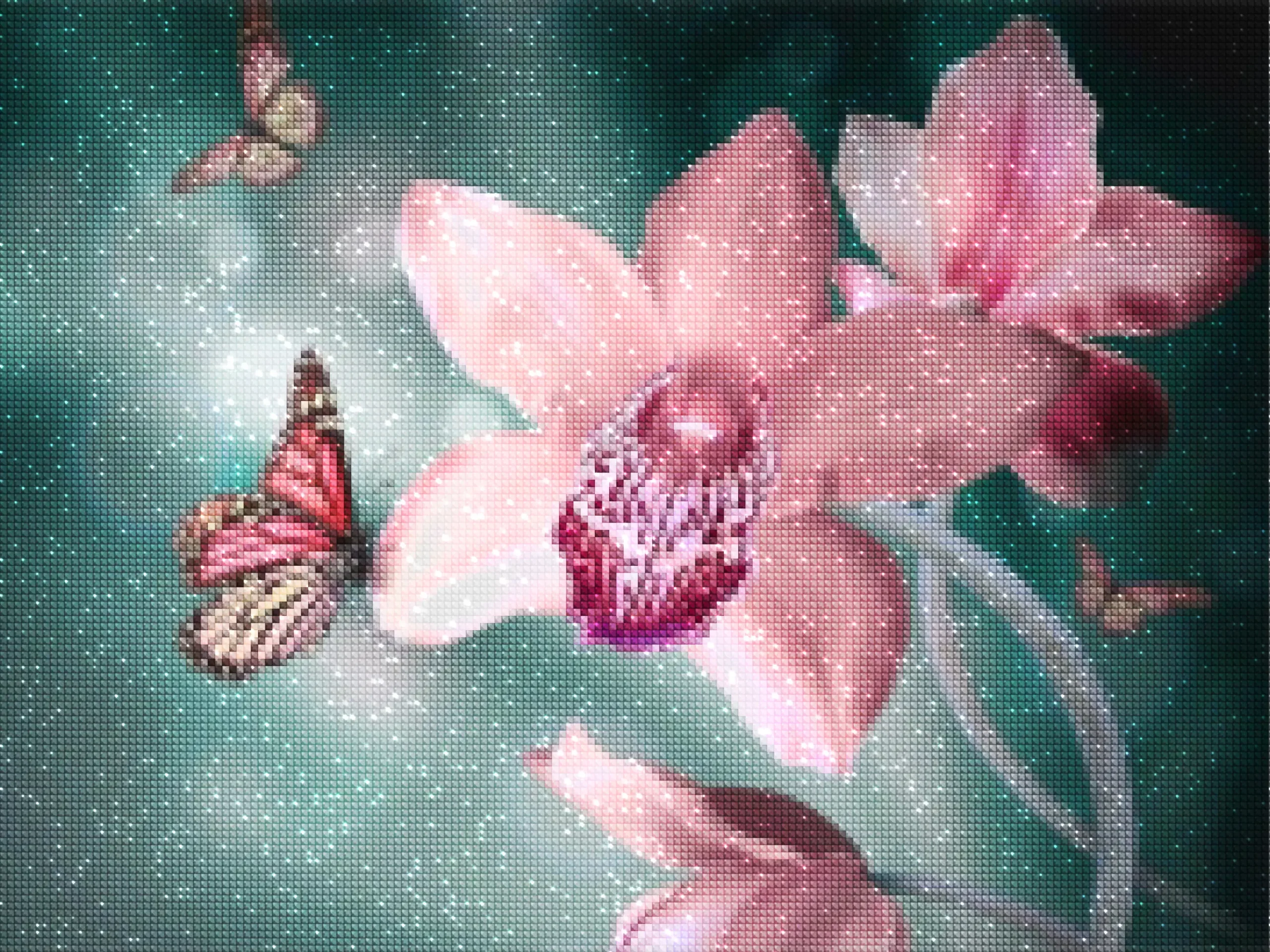 diamanter-troldmand-diamant-maleri-sæt-Natur-sommerfugle-Pink Orchid and Butterflies-diamonds.webp