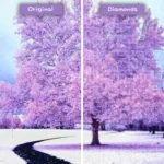 kits de pintura-de-diamante-mago-de-diamantes-árbol-naturaleza-árbol-púrpura-en-la-nieve-antes-después-webp
