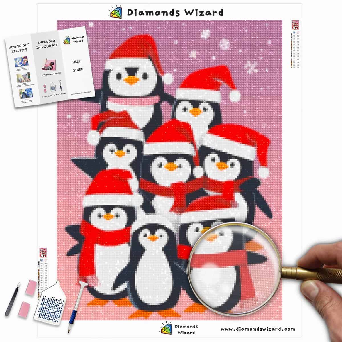 Diamond Painting Penguins Celebrating Christmas – Diamonds Wizard