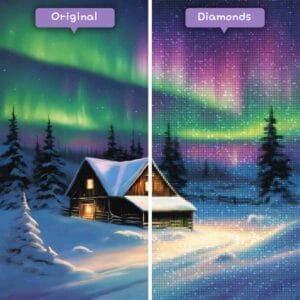 diamants-wizard-diamond-painting-kits-paysage-neige-à couper le souffle-nuit-d'hiver-avant-après-jpg