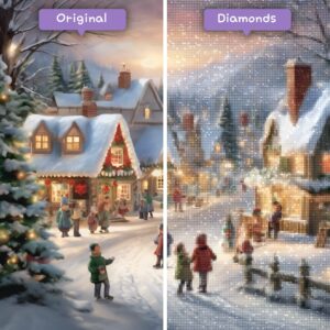 diamants-wizard-diamond-painting-kits-paysage-neige-flocon de neige-village-avant-après-jpg