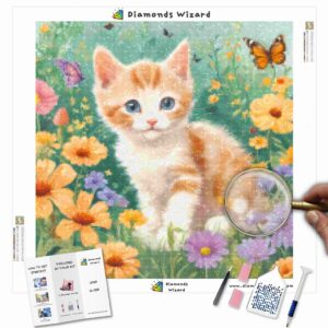 Diamonds-Wizard-Diamond-Painting-Kits-Animals-Cat-Kitten-in-a-Flower-Garden-Canva-jpg