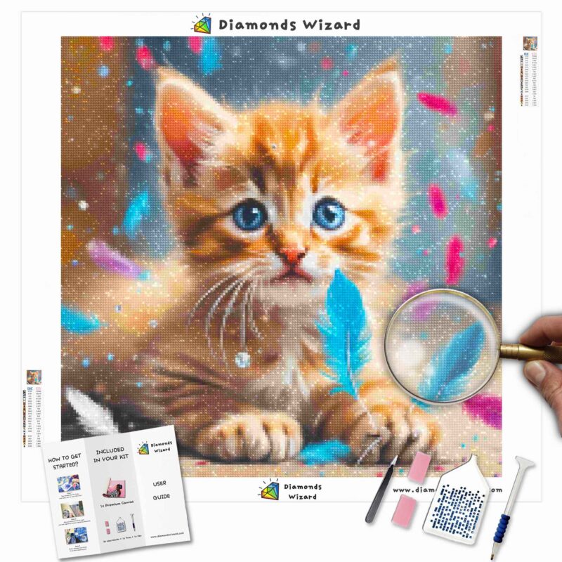 Diamanttrollkarldiamantmålningssatser djurkattlekfull kattungepouncecanvajpg