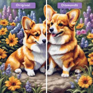 diamanter-troldmand-diamant-maleri-sæt-dyr-hund-fluffy-corgi-ledsager-før-efter-jpg