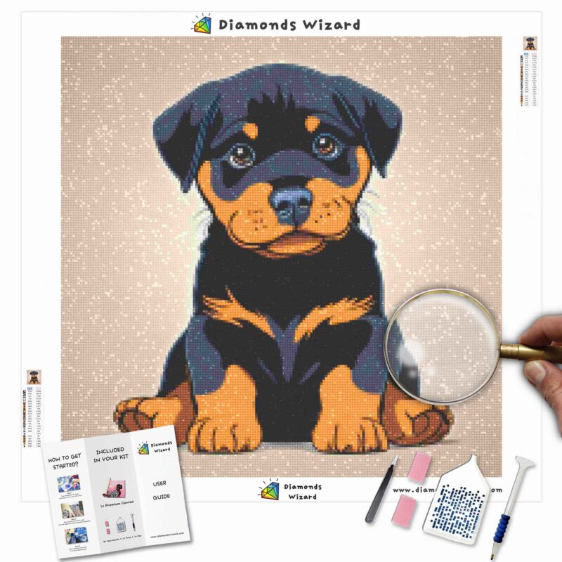 Diamantswizarddiamondpaintingkitsanimauxchiengrottweilerchiotamourcanvajpg