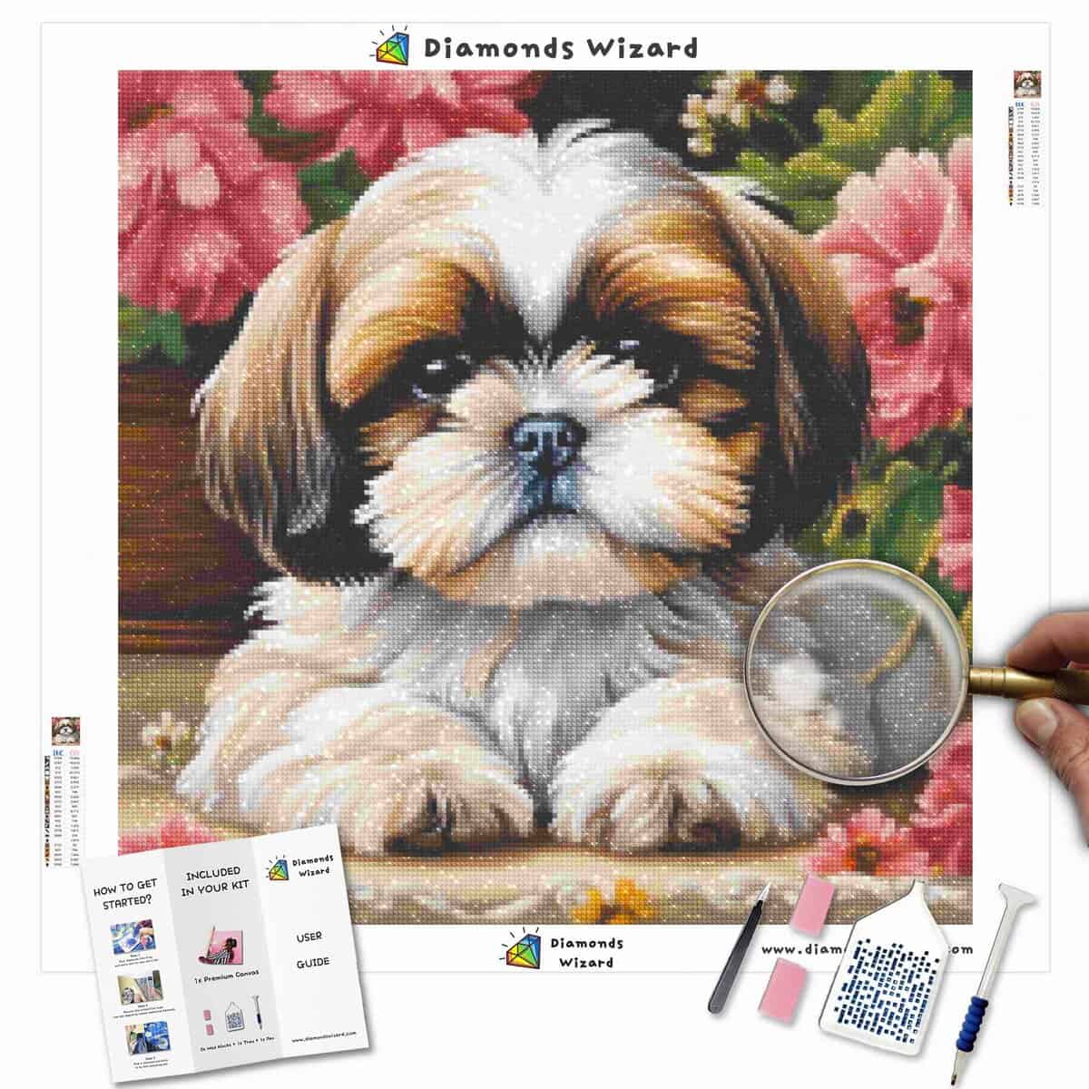 Kit Peinture Diamant 5D Shih Tzu – Décoration Murale 50x60 Cm – DIY Facile – Brillant Et Relaxant