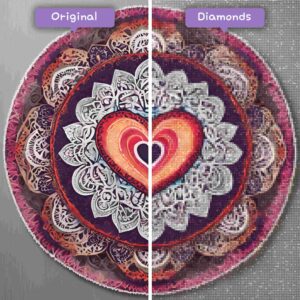 Kits de pintura con diamantes de Diamonds Wizard para eventos, día de San Valentín, mandala de corazón, antes y después, jpg