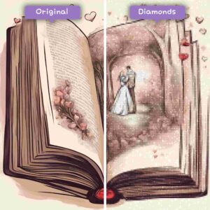 Kits de pintura con diamantes de Diamonds Wizard, eventos, día de San Valentín, libro de historias de amor, antes y después, jpg