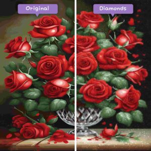 Kits de pintura con diamantes de Diamonds Wizard para eventos, día de San Valentín, ramo de rosas, antes y después, jpg