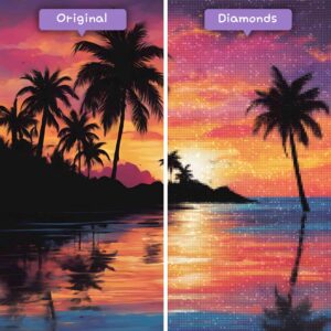 diamants-wizard-diamond-painting-kits-paysage-plage-plage-coucher de soleil-silhouette-avant-après-jpg