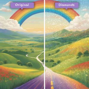 Diamanten-Zauberer-Diamant-Malsets-Landschaft-Regenbogen-Regenbogen-Straße-Vorher-Nachher-JPG