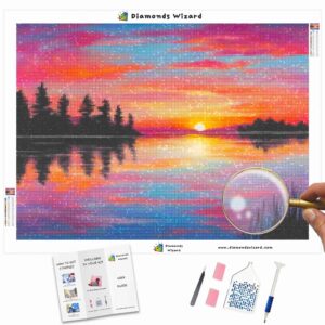 diamanti-wizard-kit-pittura-diamante-paesaggio-tramonto-in riva al lago-luminanza-canva-jpg