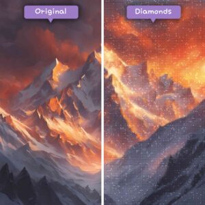 diamants-wizard-diamond-painting-kits-paysage-coucher de soleil-montagne-majesté-avant-après-jpg