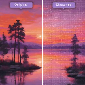 diamants-wizard-diamond-painting-kits-paysage-coucher de soleil-coucher de soleil-sérénade-avant-après-jpg