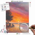 Kits de pintura con diamantes de Diamond Wizard, paisaje, puesta de sol, puesta de sol, estancia en Canvas, JPG