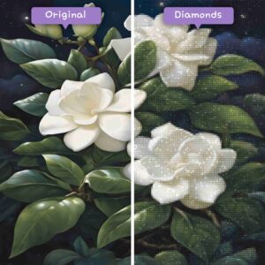 diamanter-trollkarl-diamant-målningssatser-natur-blomma-gardenia-glöd-före-efter-jpg