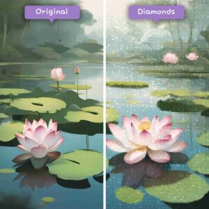 diamants-wizard-diamond-painting-kits-nature-fleur-lotus-étang-harmonie-avant-après-jpg