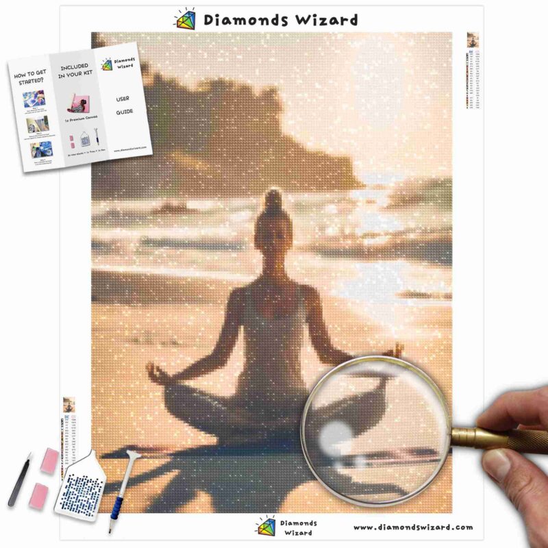 Diamondswizardkits de peinture au diamantpaysageplagesereinshoreyogarefletscanvajpg