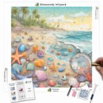 Kits de pintura con diamantes de Diamond Wizard: paisaje, playa, charca de marea, tesoros, descubrimiento, lienzo, jpg